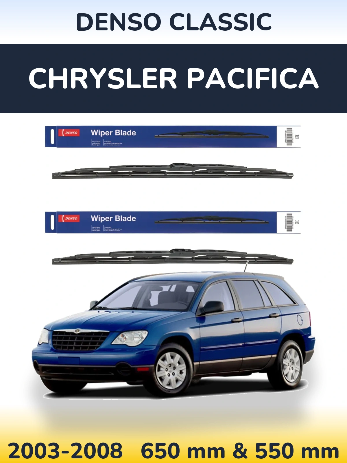 Front wiper blade set Denso Classic 650 & 550 mm for Chrysler Pacifica 2003-2008