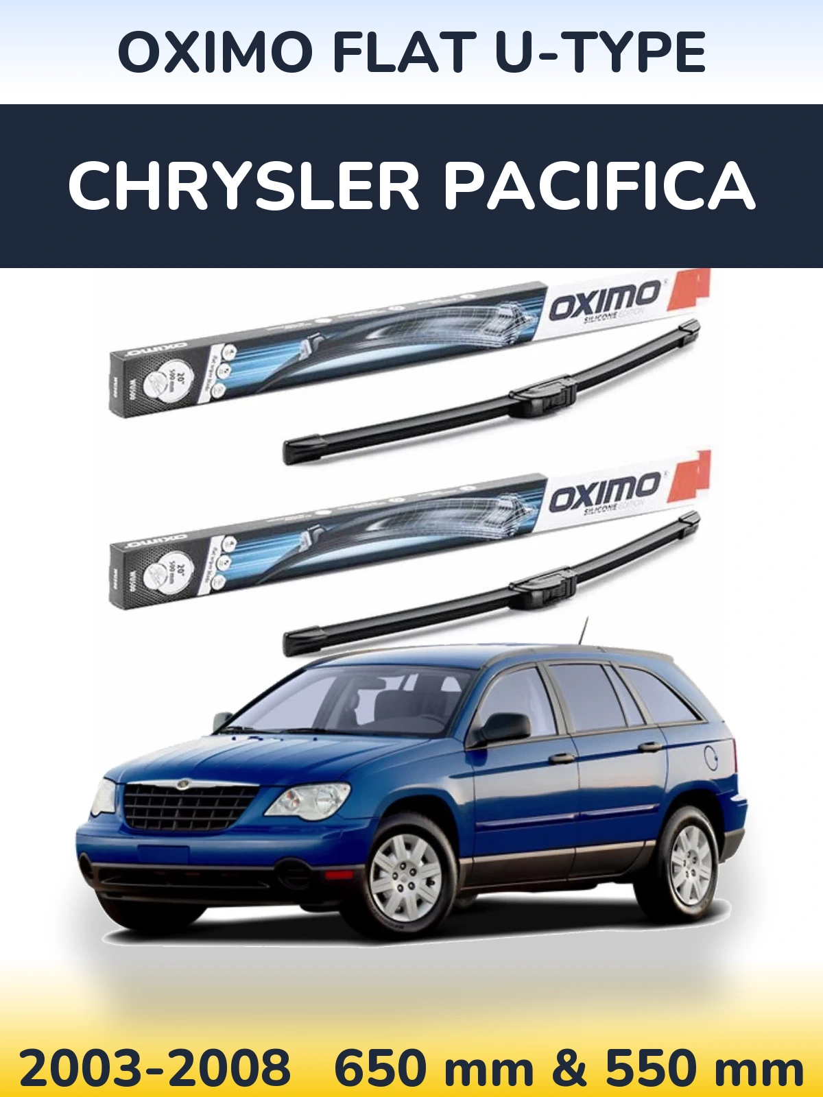 Комплект передних дворников Oximo Flat U-type 650 & 550 мм для Chrysler Pacifica 2003-2008