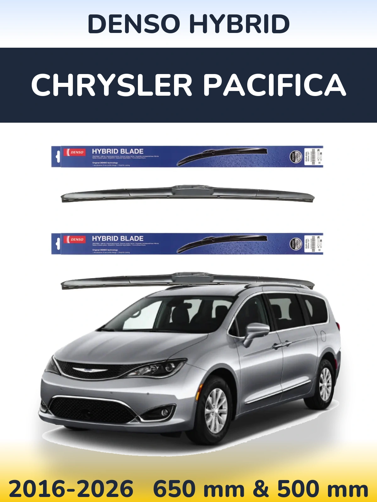 Komplet przednich wycieraczek Denso Hybrid 650 & 500 mm do Chrysler Pacifica 2016-2026
