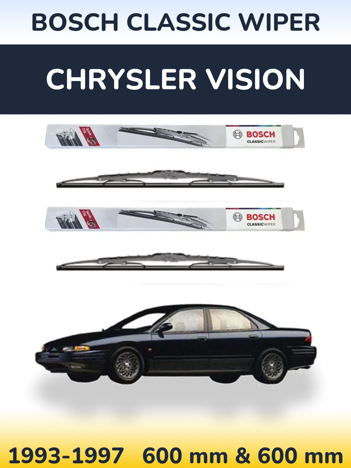 Komplet przednich wycieraczek BOSCH Classic Wiper 600 & 600 mm do Chrysler Vision 1993-1997