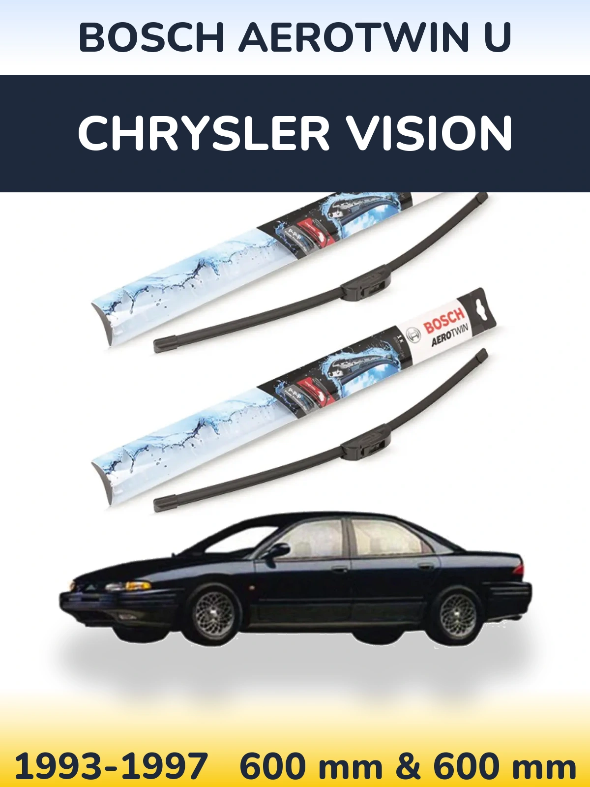 Komplet przednich wycieraczek BOSCH AeroTwin U 600 & 600 mm do Chrysler Vision 1993-1997