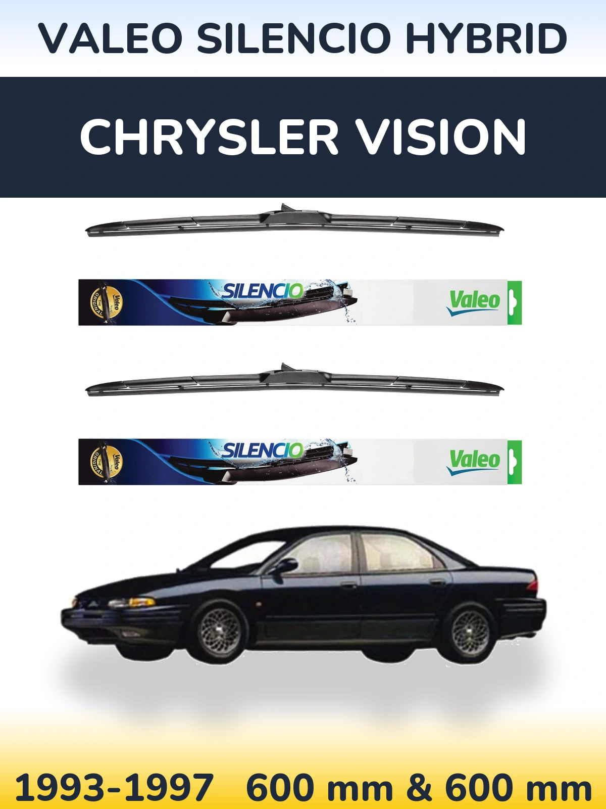 Комплект передних дворников Valeo Silencio Hybrid 600 & 600 мм для Chrysler Vision 1993-1997