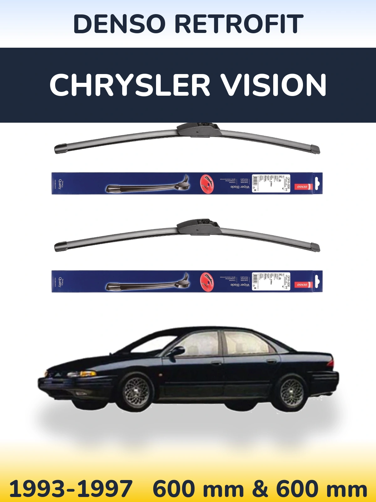 Komplet przednich wycieraczek Denso Retrofit 600 & 600 mm do Chrysler Vision 1993-1997