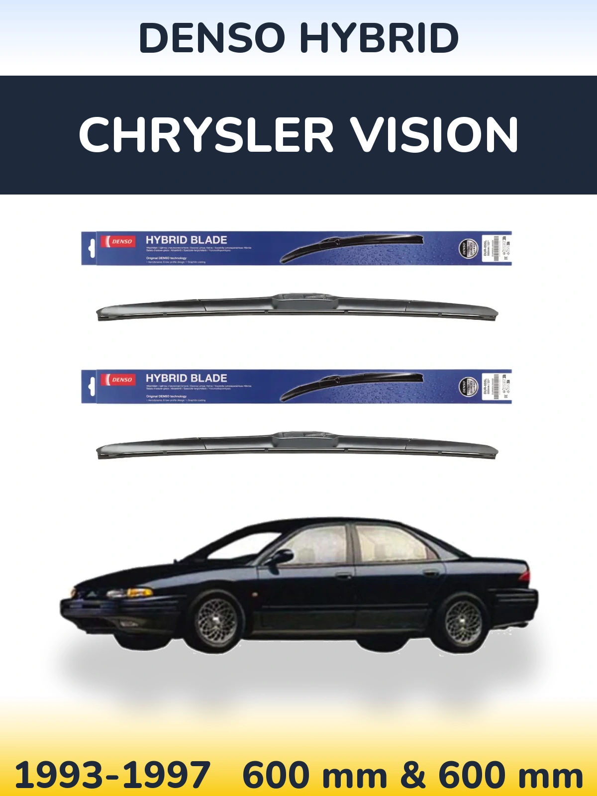 Komplet przednich wycieraczek Denso Hybrid 600 & 600 mm do Chrysler Vision 1993-1997