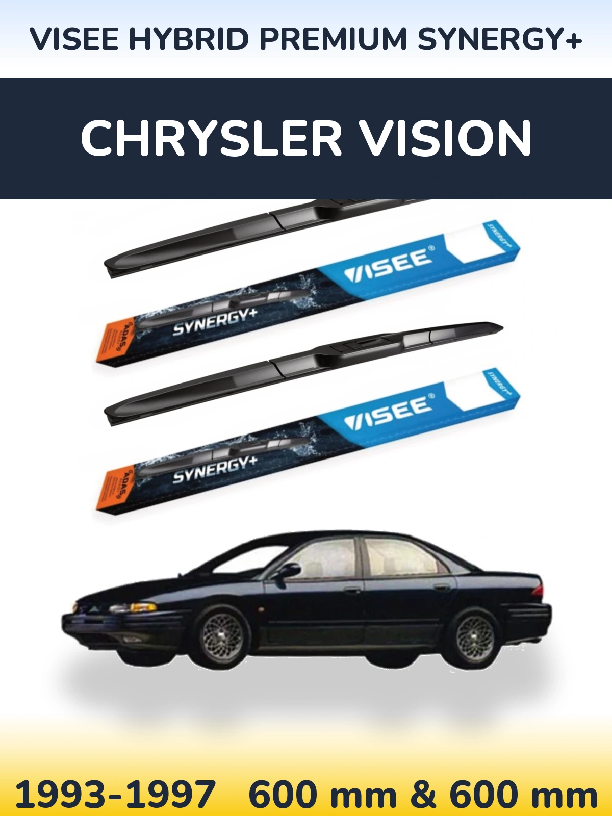 Komplet przednich wycieraczek VISEE HYBRID PREMIUM SYNERGY+ 600 & 600 mm do Chrysler Vision 1993-1997