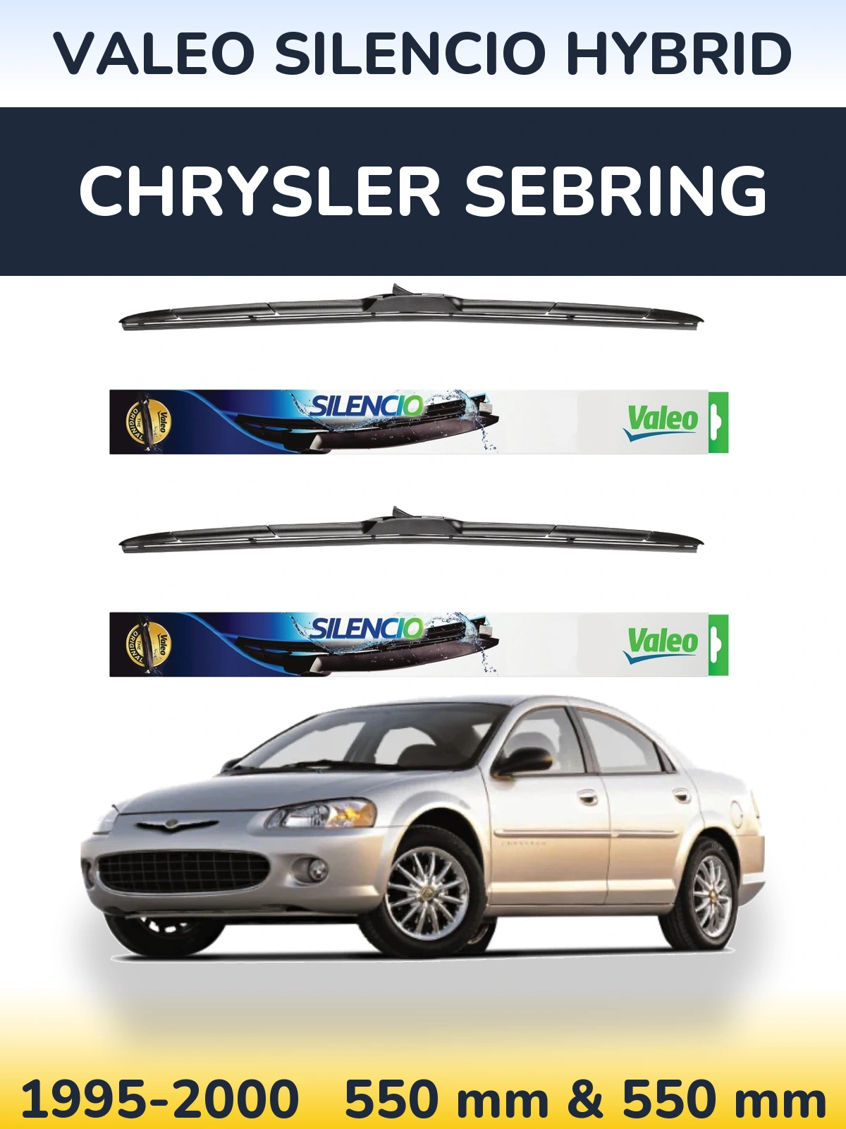 Komplet przednich wycieraczek Valeo Silencio Hybrid 550 & 550 mm do Chrysler Sebring 1995-2000