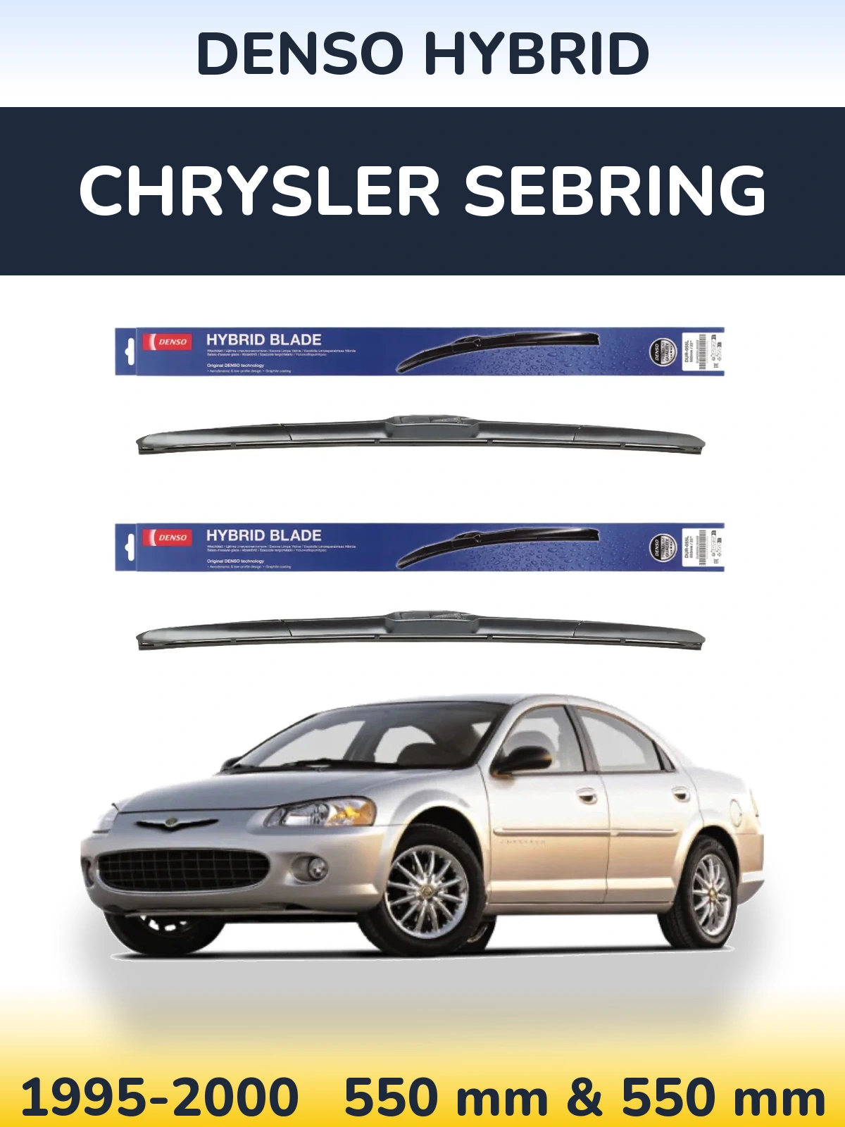 Komplet przednich wycieraczek Denso Hybrid 550 & 550 mm do Chrysler Sebring 1995-2000