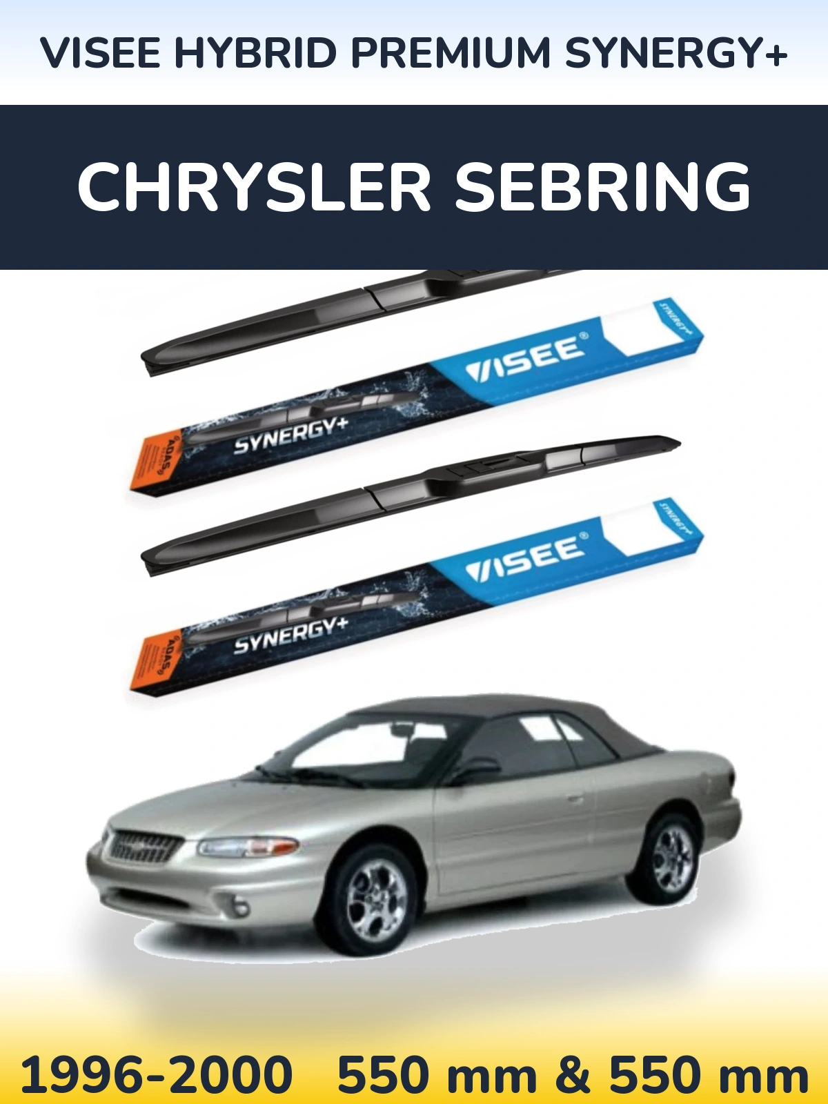 Komplet przednich wycieraczek VISEE HYBRID PREMIUM SYNERGY+ 550 & 550 mm do Chrysler Sebring 1996-2000