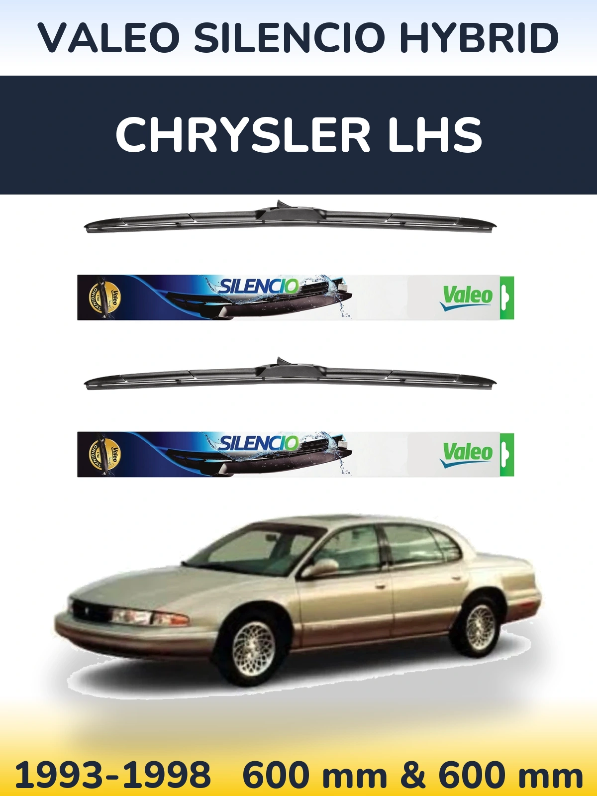 Комплект передних дворников Valeo Silencio Hybrid 600 & 600 мм для Chrysler LHS 1993-1998