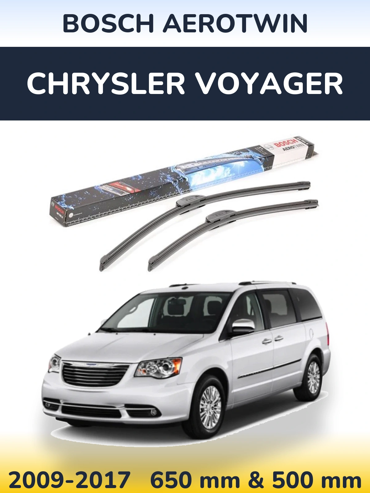 Komplet przednich wycieraczek BOSCH AeroTwin 650 & 500 mm do Chrysler Voyager 2009-2017