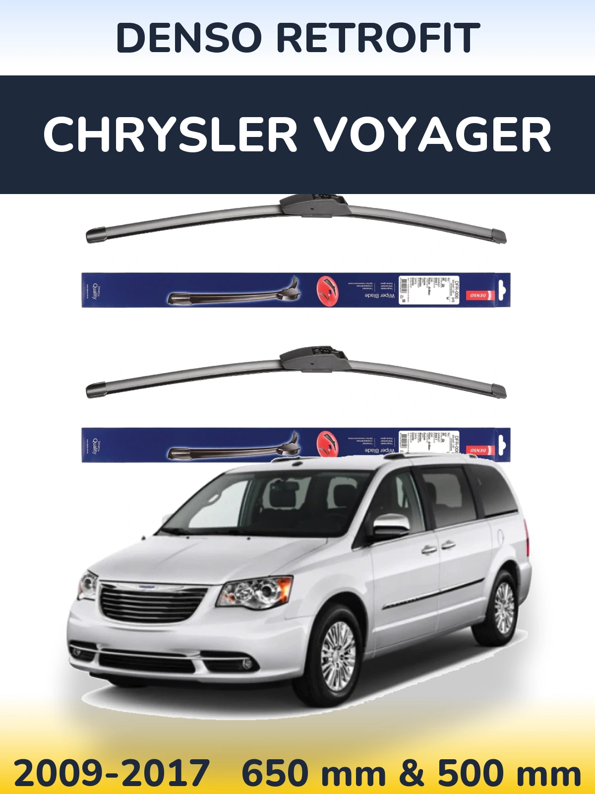 Комплект передних дворников Denso Retrofit 650 & 500 мм для Chrysler Voyager 2009-2017