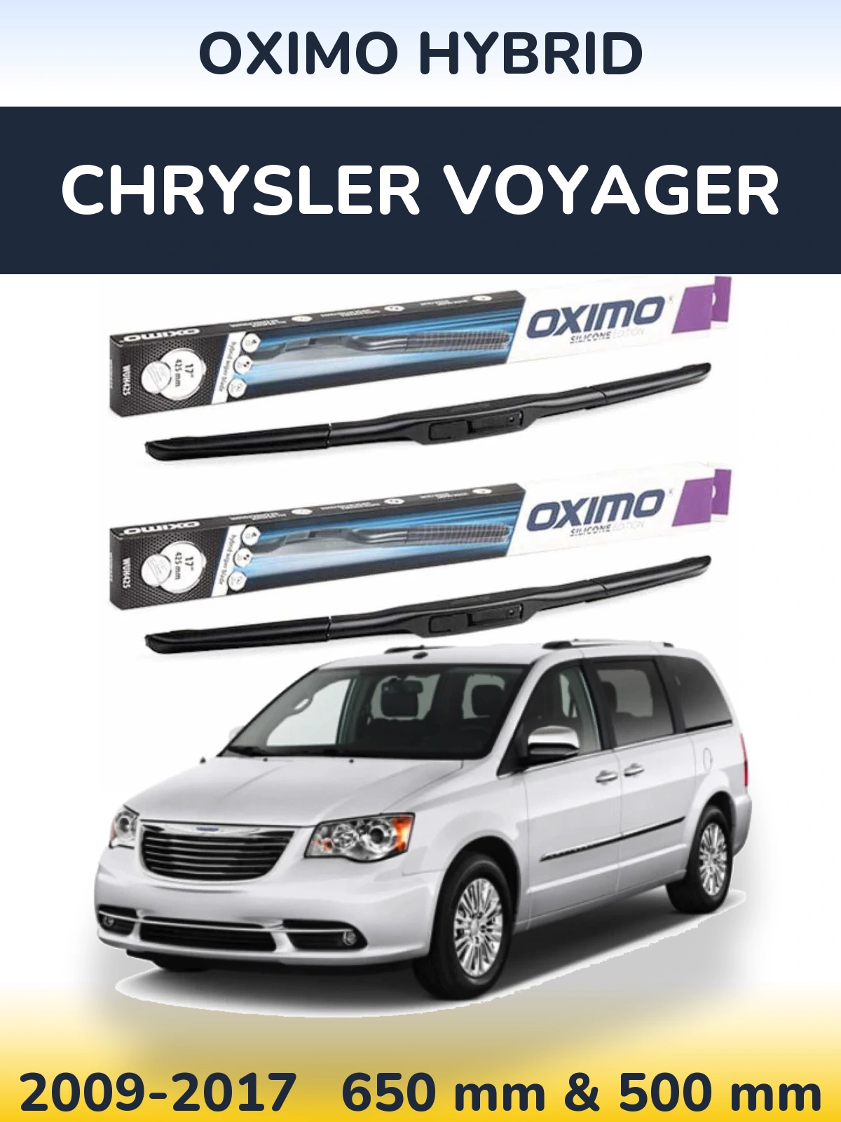 Komplet przednich wycieraczek Oximo Hybrid 650 & 500 mm do Chrysler Voyager 2009-2017