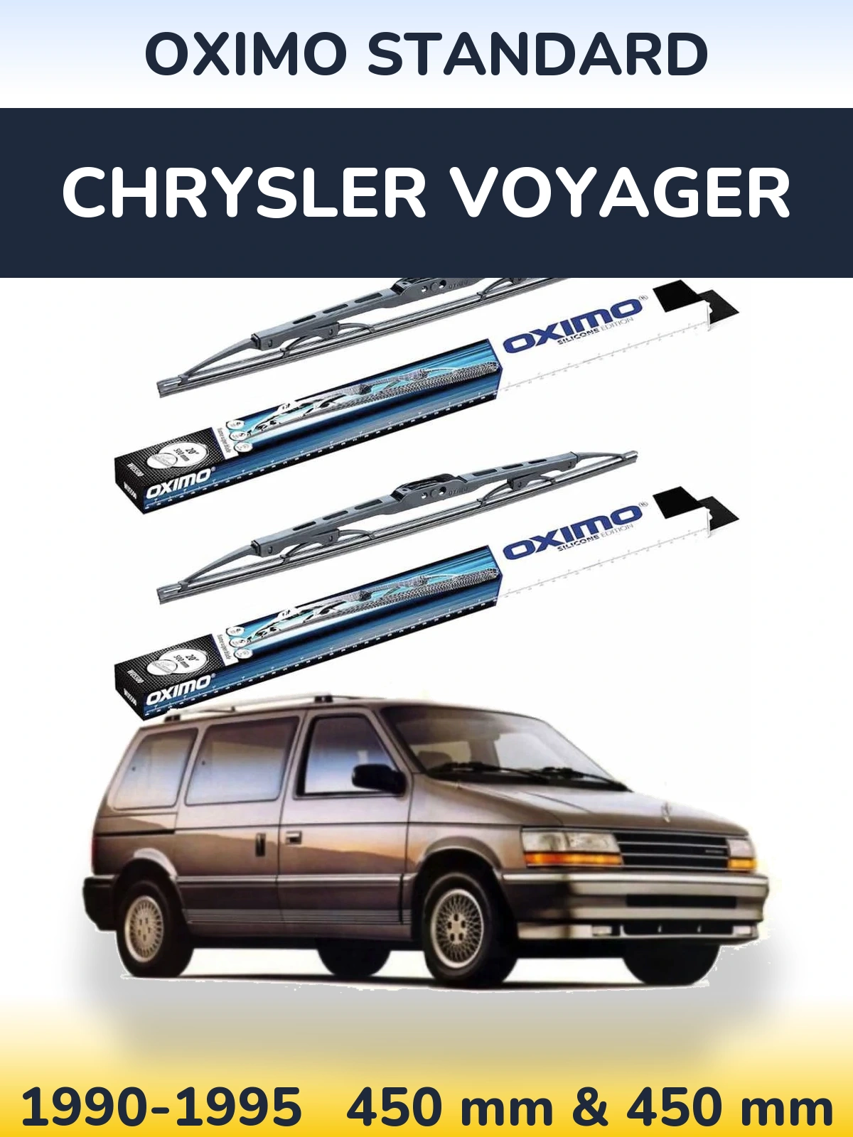 Komplet przednich wycieraczek Oximo Standard 450 & 450 mm do Chrysler Voyager 1990-1995