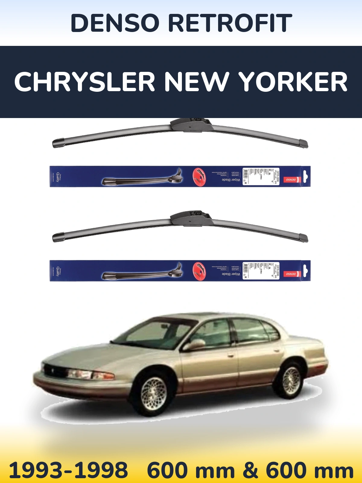 Комплект передних дворников Denso Retrofit 600 & 600 мм для Chrysler New Yorker 1993-1998