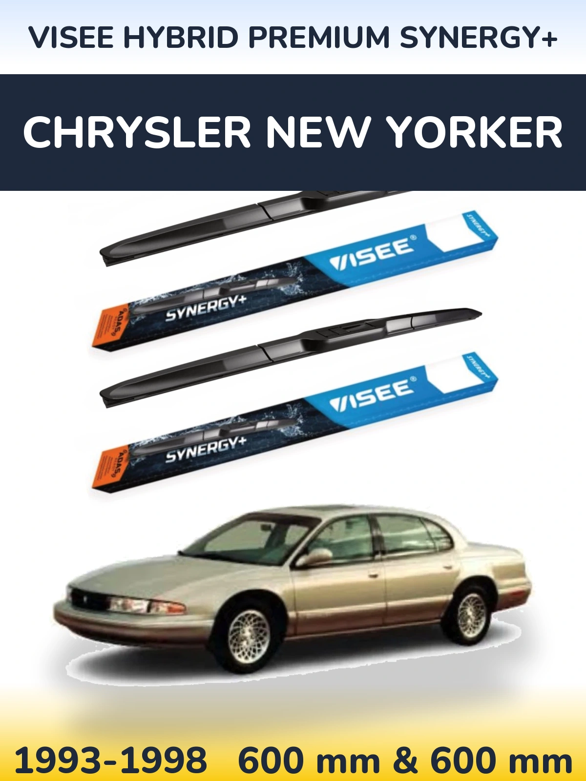 Комплект передних дворников VISEE HYBRID PREMIUM SYNERGY+ 600 & 600 мм для Chrysler New Yorker 1993-1998