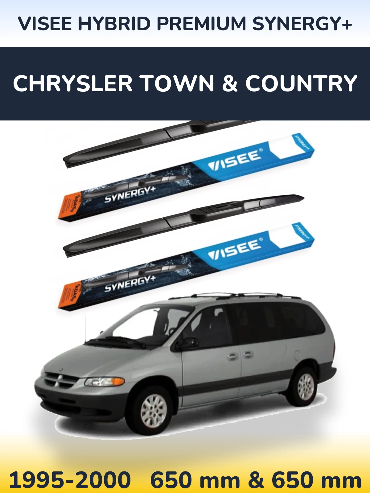 Комплект передних дворников VISEE HYBRID PREMIUM SYNERGY+ 650 & 650 мм для Chrysler Town & Country 1995-2000