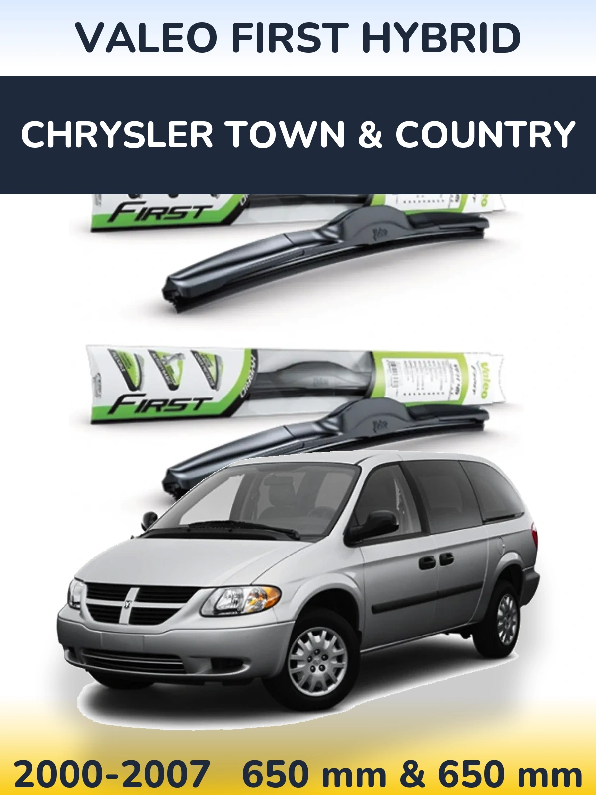 Комплект передних дворников Valeo First Hybrid 650 & 650 мм для Chrysler Town & Country 2000-2007
