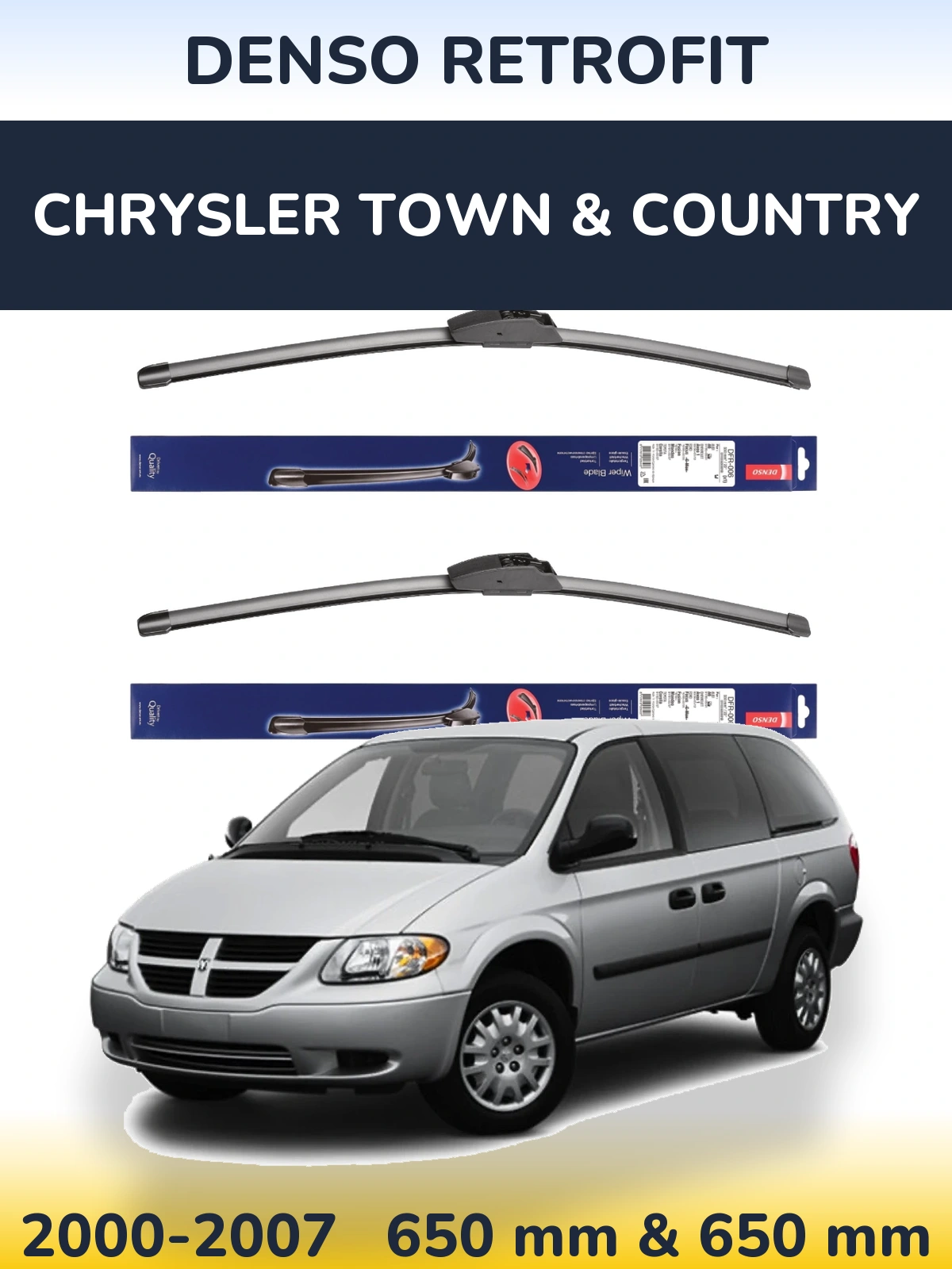 Комплект передних дворников Denso Retrofit 650 & 650 мм для Chrysler Town & Country 2000-2007