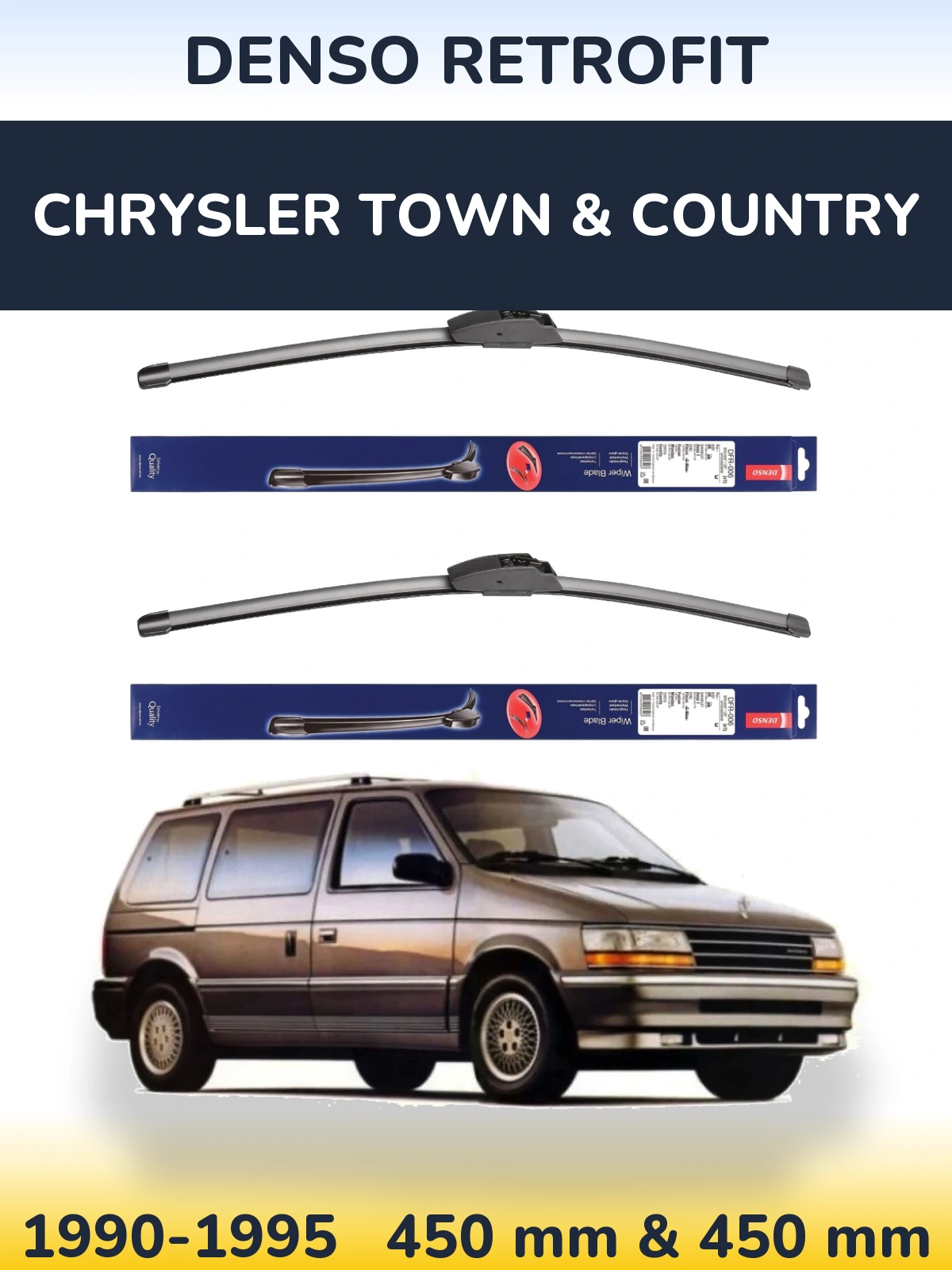 Комплект передних дворников Denso Retrofit 450 & 450 мм для Chrysler Town & Country 1990-1995