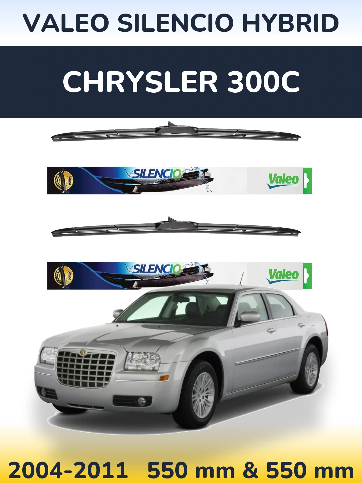 Komplet przednich wycieraczek Valeo Silencio Hybrid 550 & 550 mm do Chrysler 300C 2004-2011