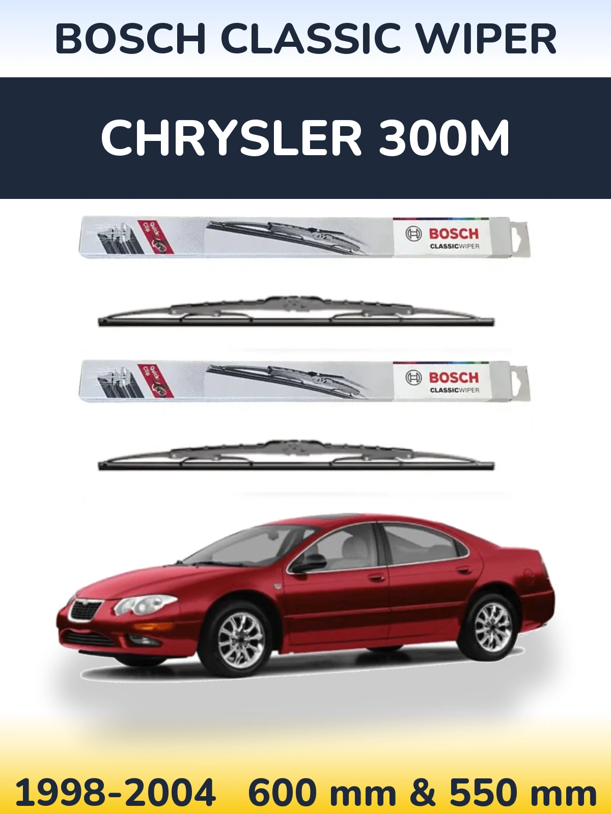 Komplet przednich wycieraczek BOSCH Classic Wiper 600 & 550 mm do Chrysler 300M 1998-2004