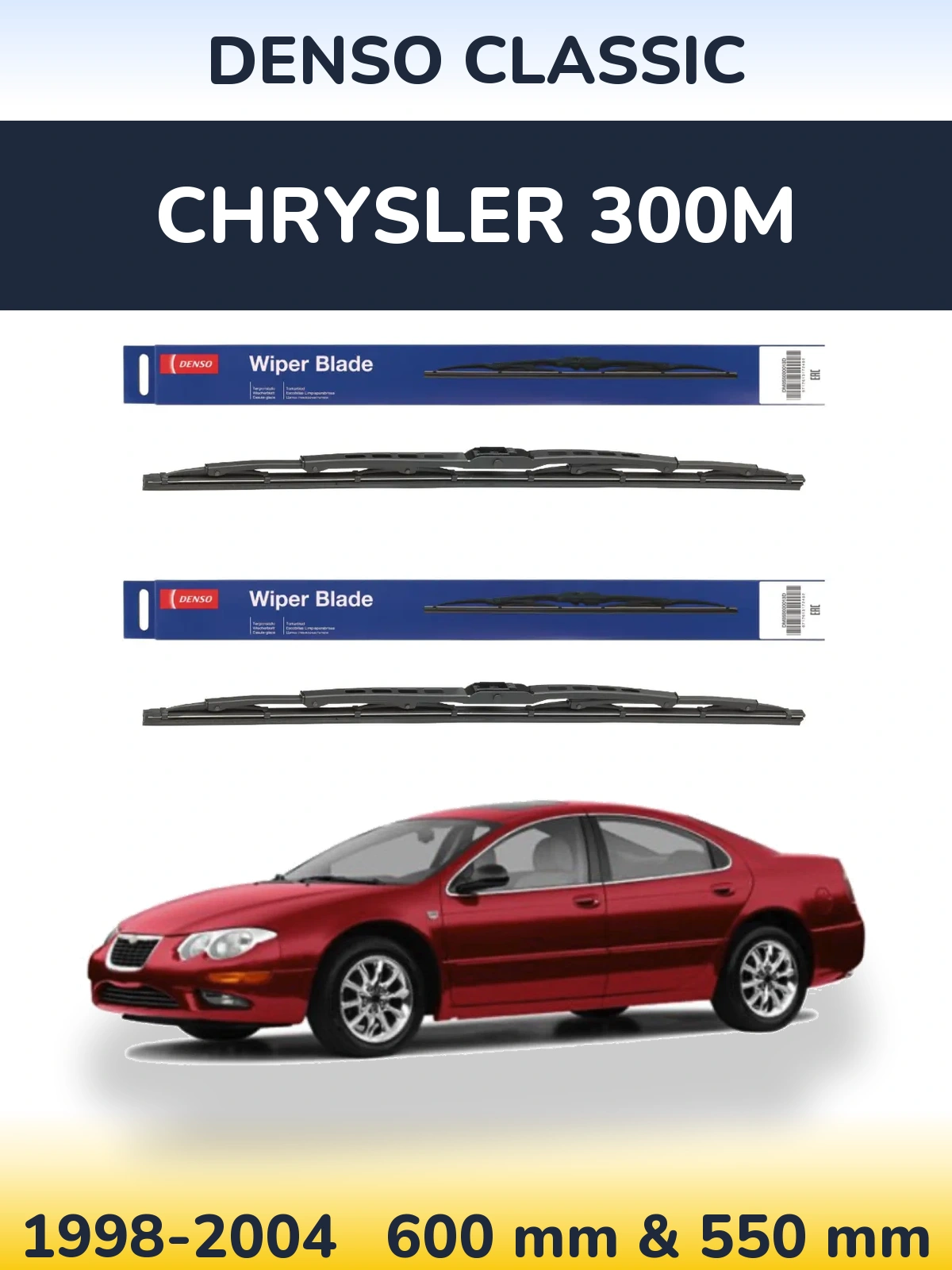 Komplet przednich wycieraczek Denso Classic 600 & 550 mm do Chrysler 300M 1998-2004