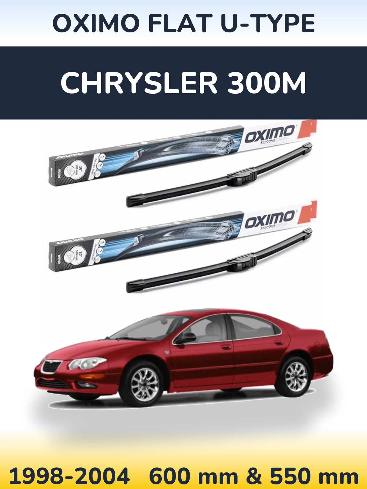 Komplet przednich wycieraczek Oximo Flat U-type 600 & 550 mm do Chrysler 300M 1998-2004
