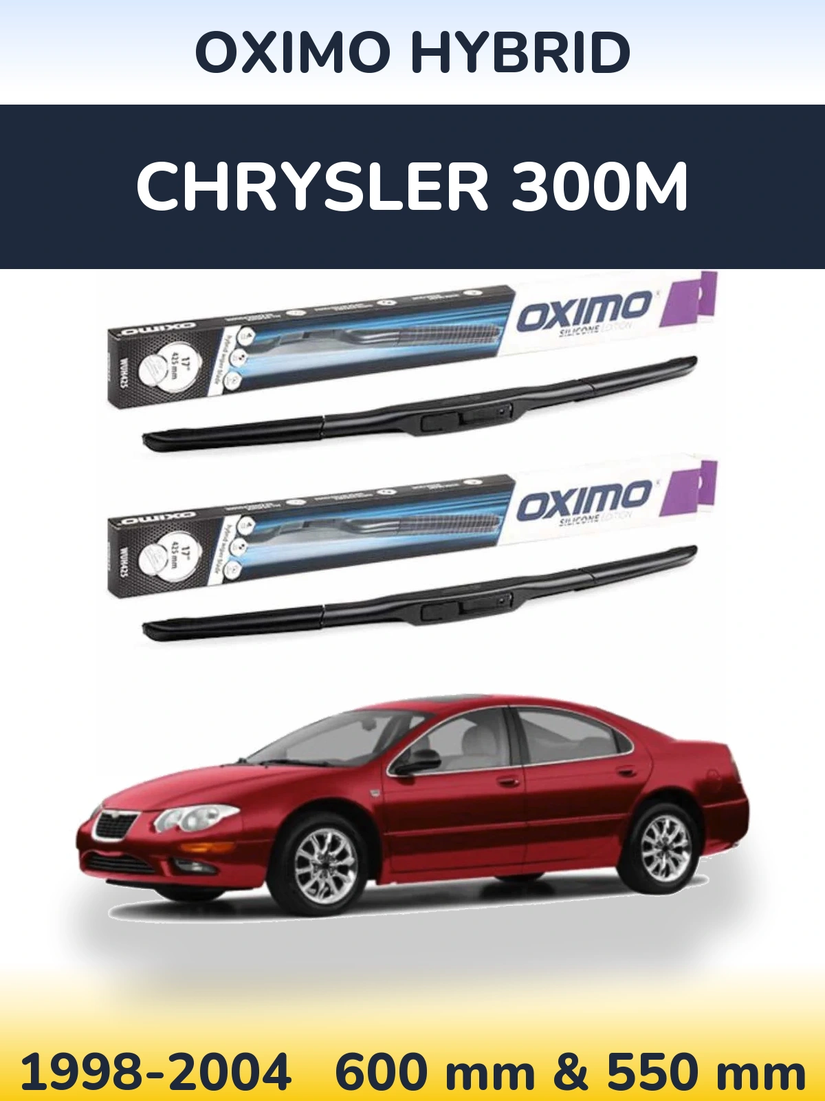 Komplet przednich wycieraczek Oximo Hybrid 600 & 550 mm do Chrysler 300M 1998-2004