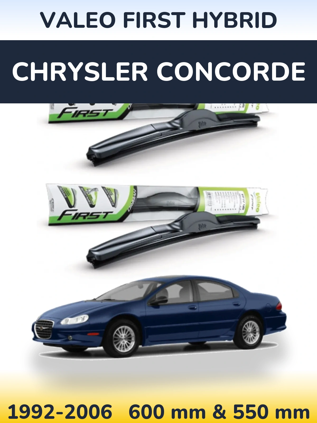 Комплект передних дворников Valeo First Hybrid 600 & 550 мм для Chrysler Concorde 1992-2006