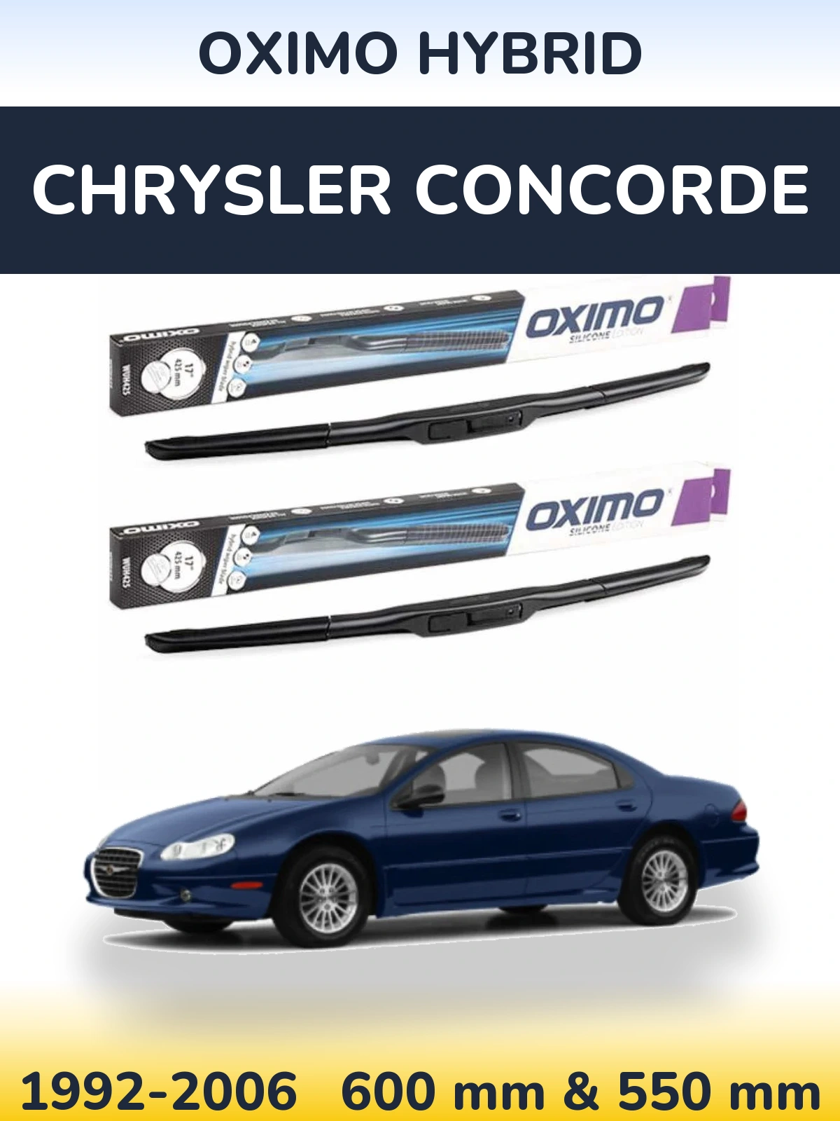 Комплект передних дворников Oximo Hybrid 600 & 550 мм для Chrysler Concorde 1992-2006