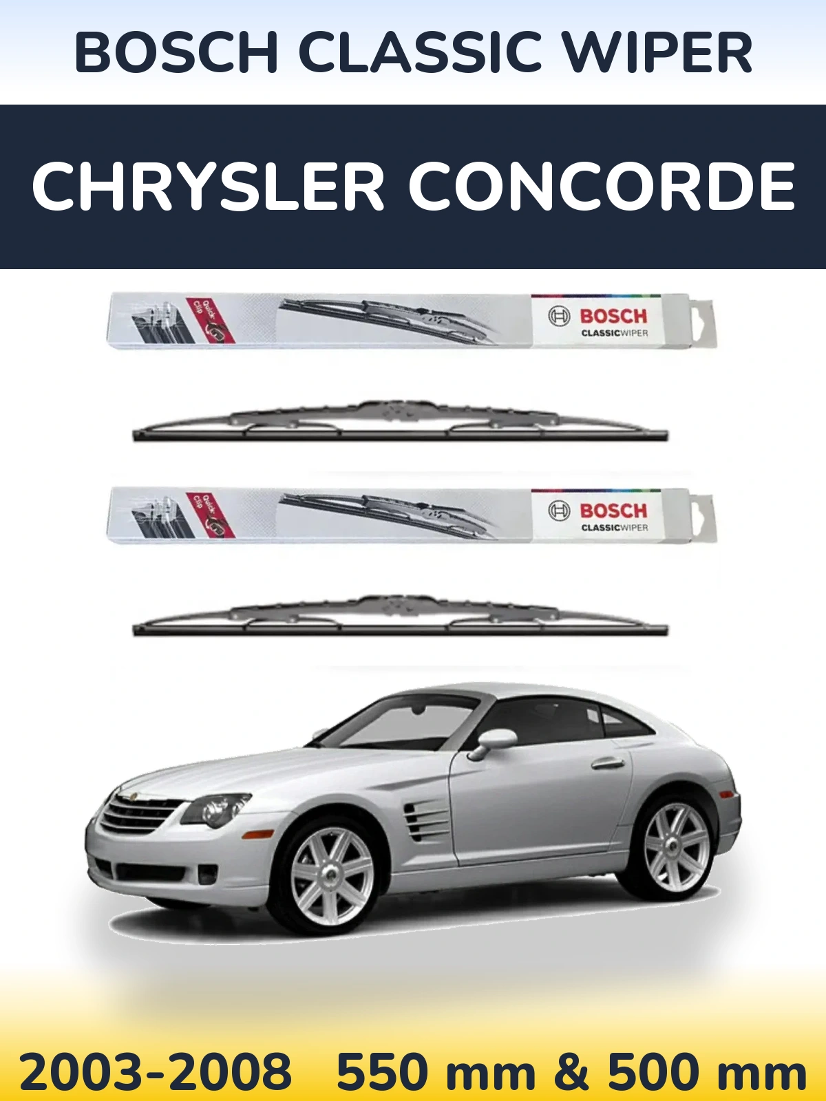 Комплект передних дворников BOSCH Classic Wiper 550 & 500 мм для Chrysler Concorde 2003-2008