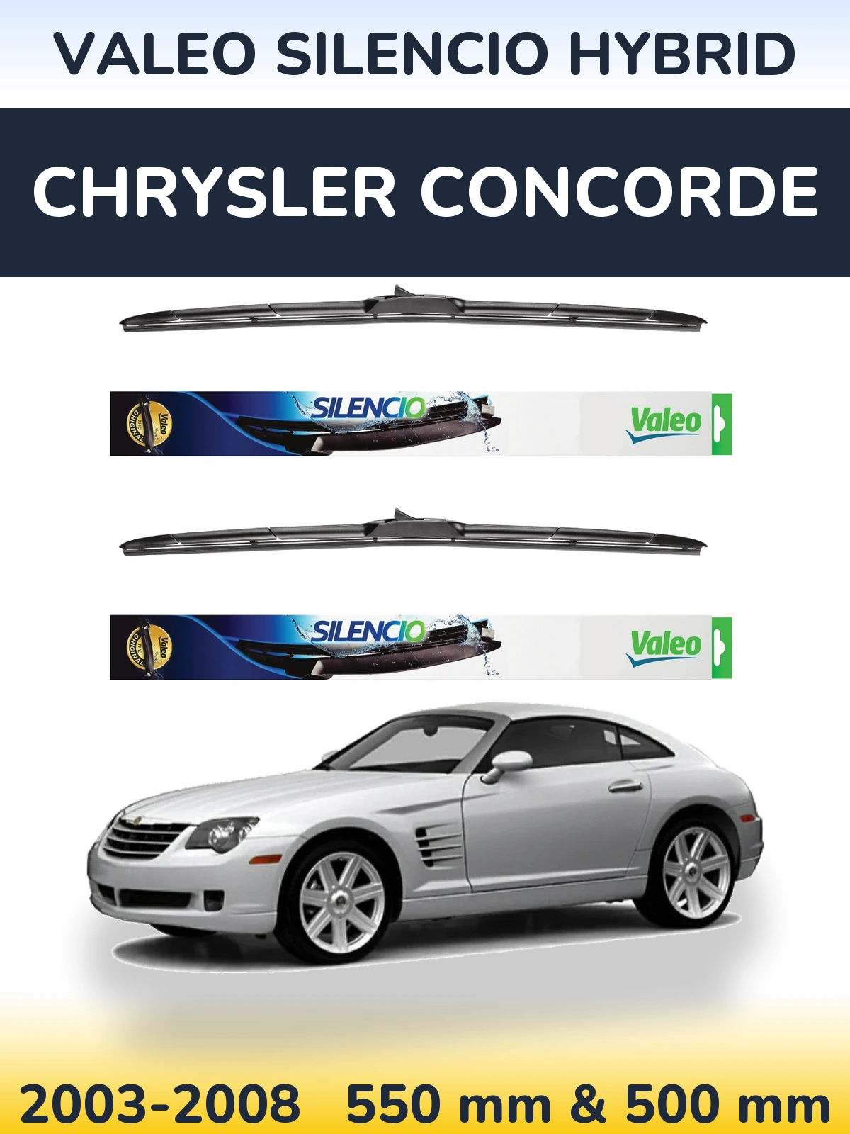 Комплект передних дворников Valeo Silencio Hybrid 550 & 500 мм для Chrysler Concorde 2003-2008