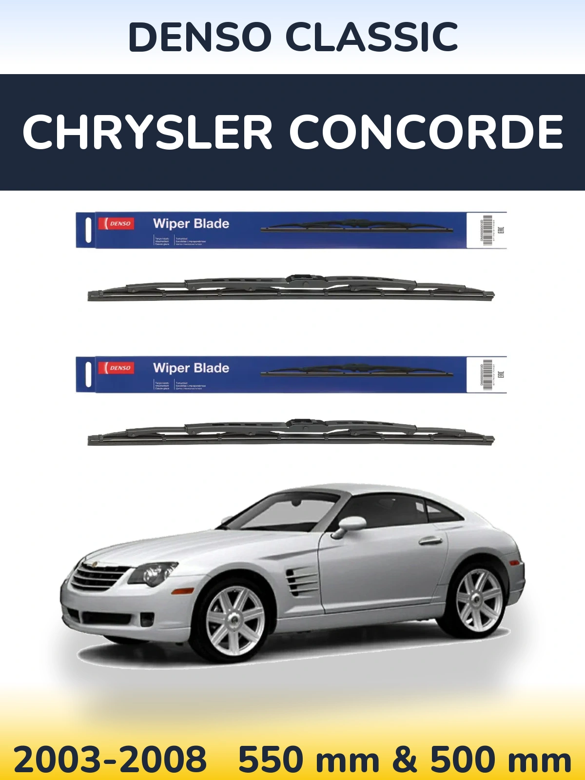 Комплект передних дворников Denso Classic 550 & 500 мм для Chrysler Concorde 2003-2008