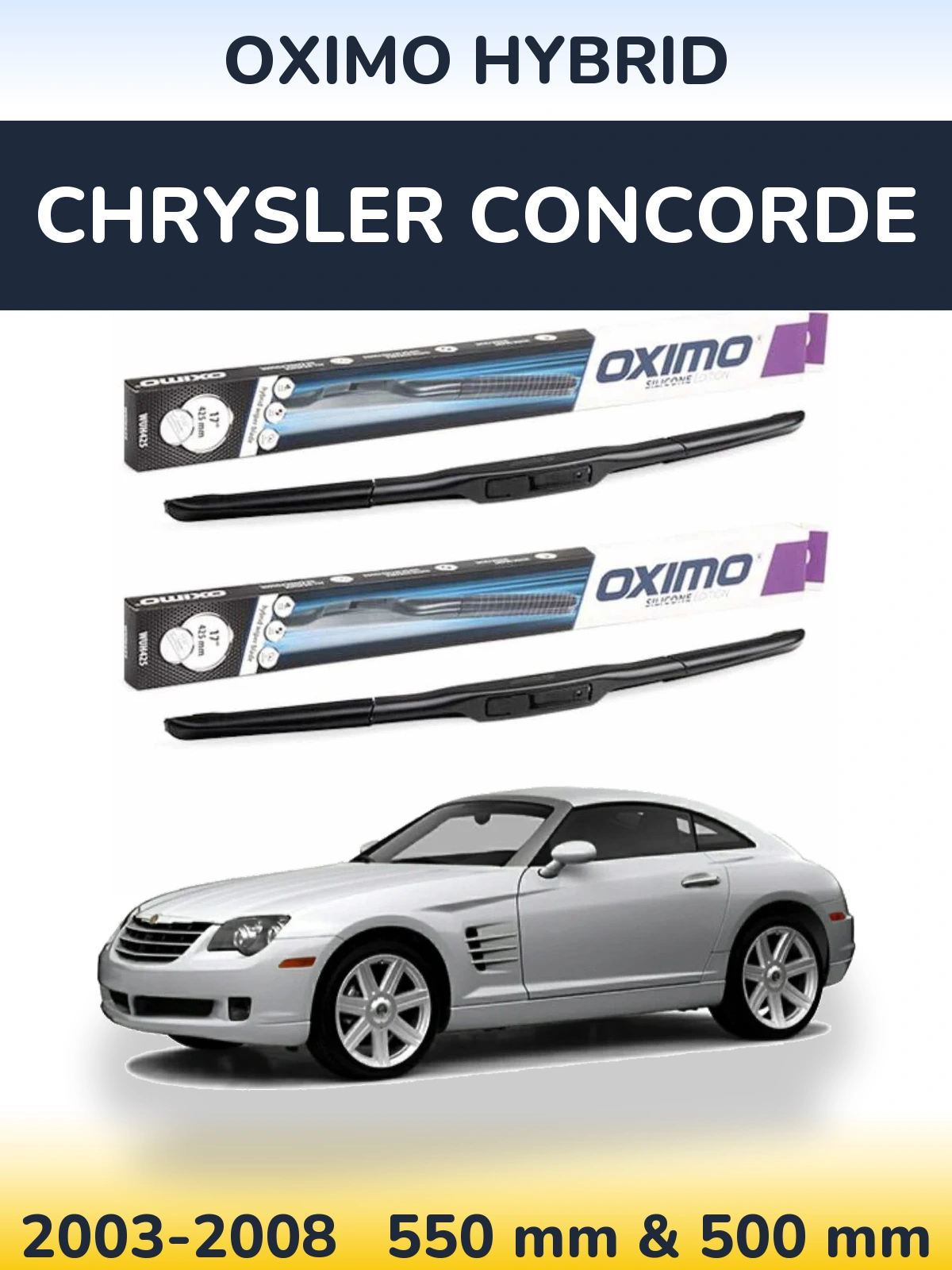 Комплект передних дворников Oximo Hybrid 550 & 500 мм для Chrysler Concorde 2003-2008