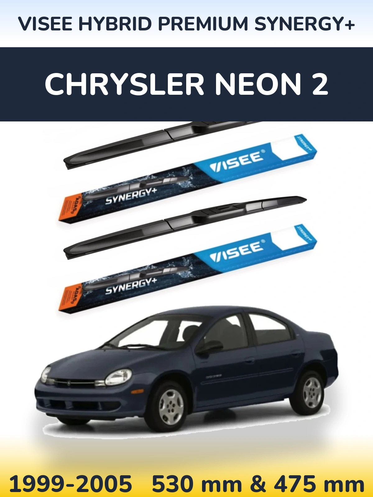 Komplet przednich wycieraczek VISEE HYBRID PREMIUM SYNERGY+ 530 & 475 mm do Chrysler Neon 2 1999-2005