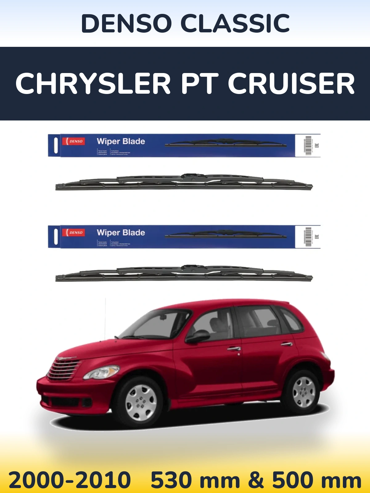 Komplet przednich wycieraczek Denso Classic 530 & 500 mm do Chrysler PT Cruiser 2000-2010