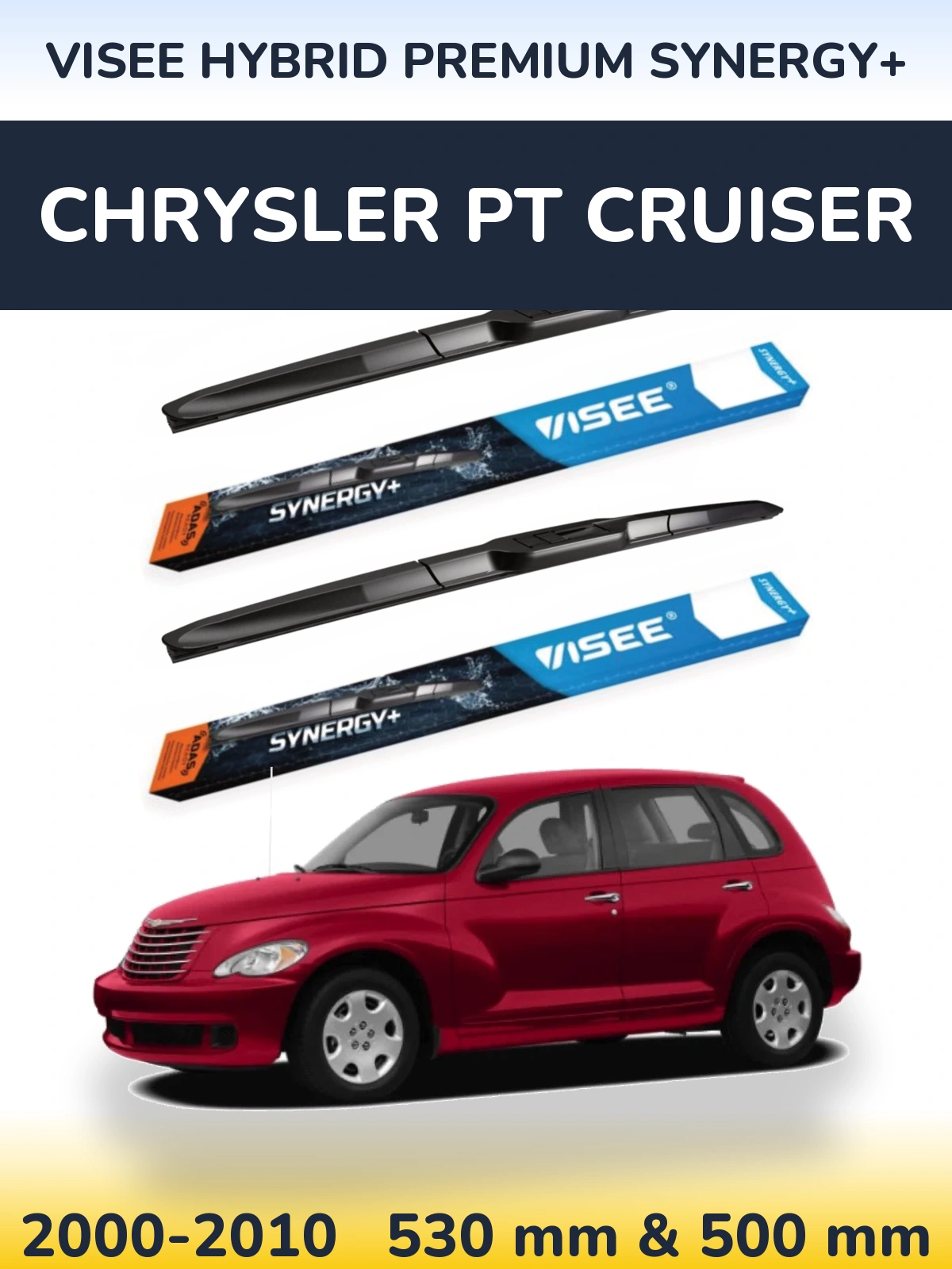 Komplet przednich wycieraczek VISEE HYBRID PREMIUM SYNERGY+ 530 & 500 mm do Chrysler PT Cruiser 2000-2010