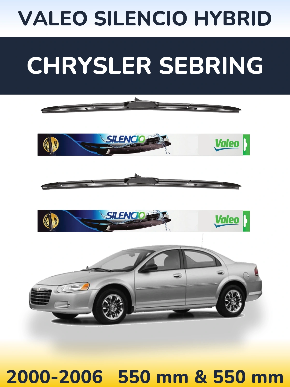 Komplet przednich wycieraczek Valeo Silencio Hybrid 550 & 550 mm do Chrysler Sebring 2000-2006