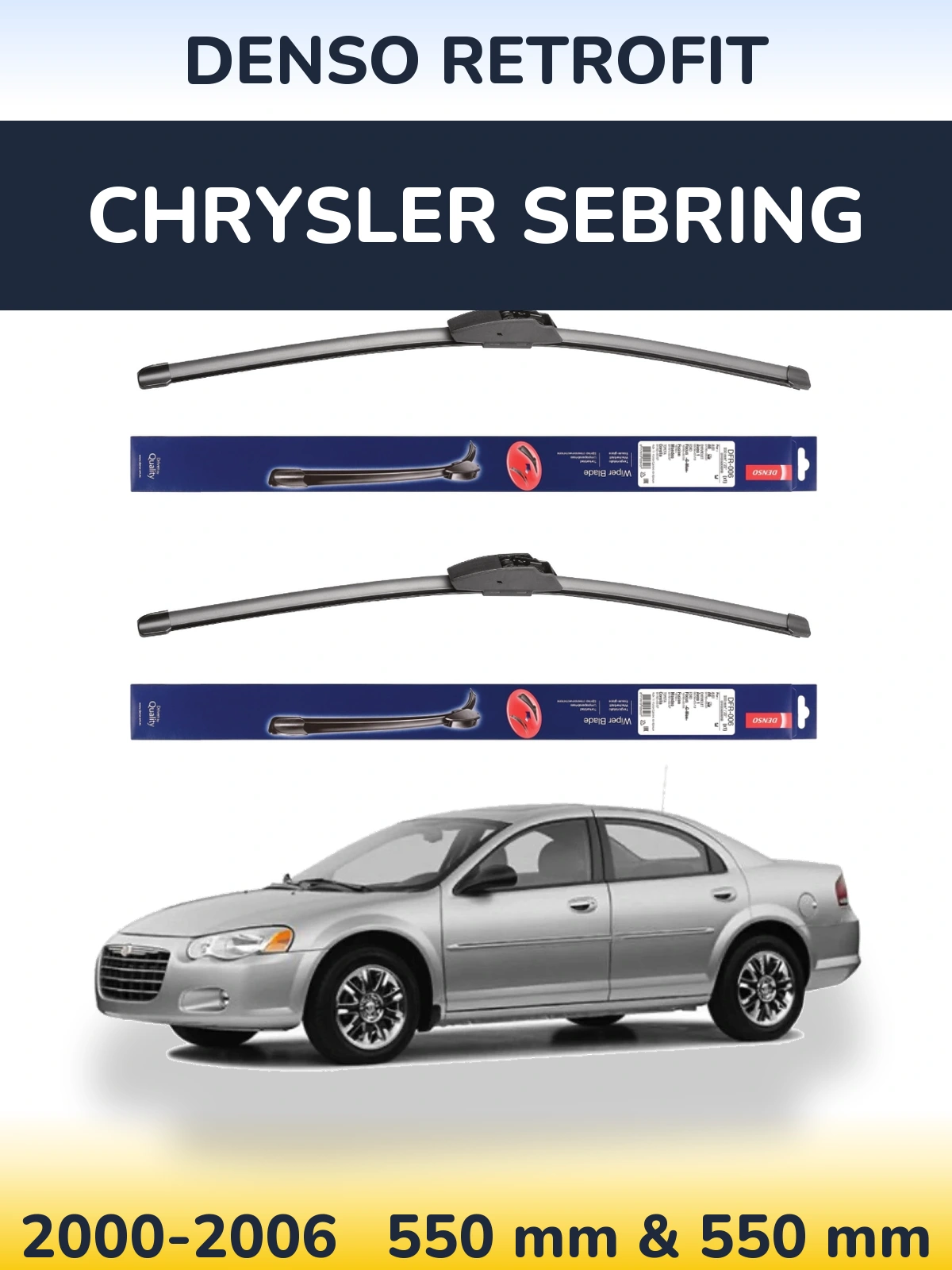 Komplet przednich wycieraczek Denso Retrofit 550 & 550 mm do Chrysler Sebring 2000-2006