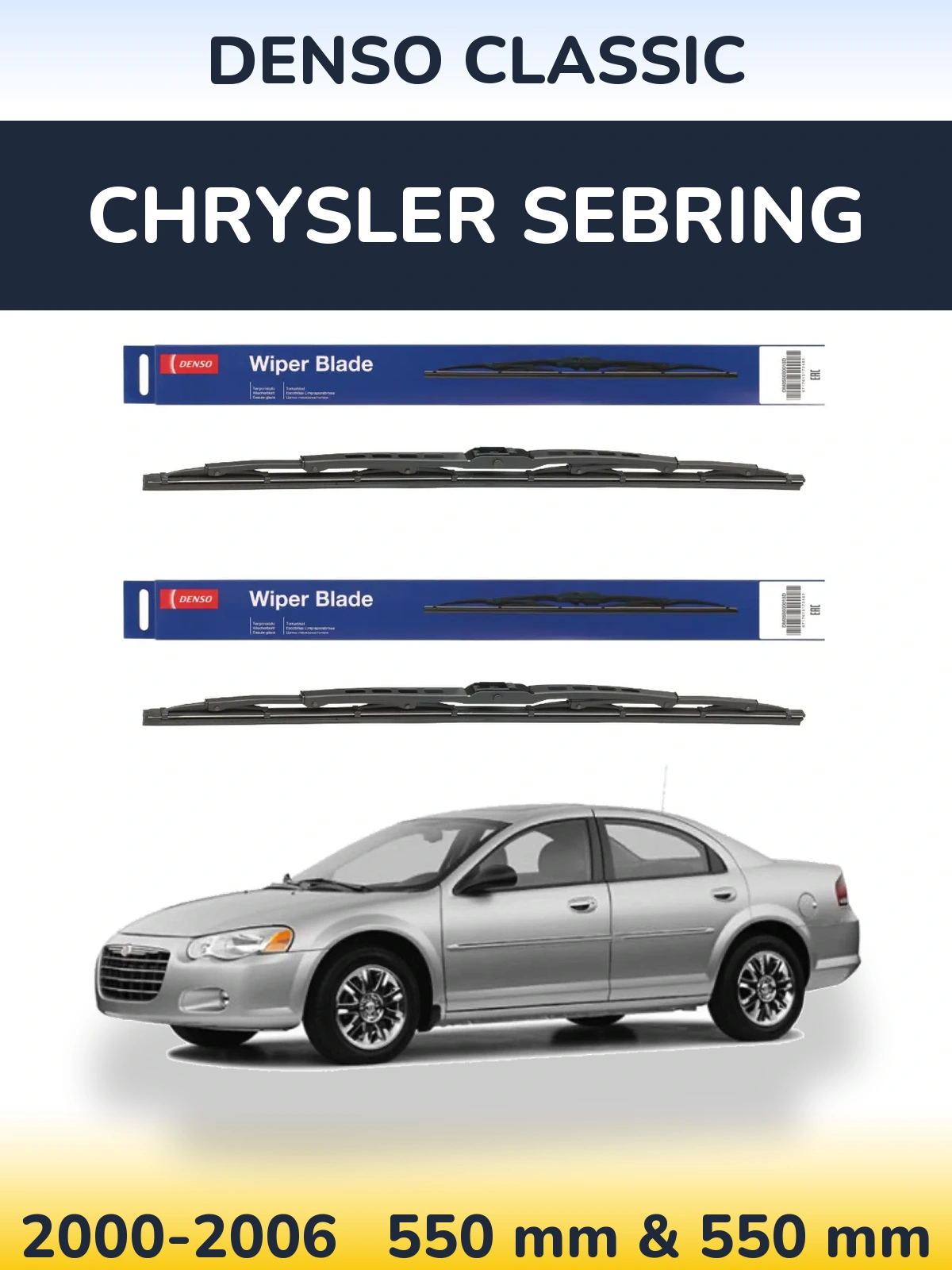 Front wiper blade set Denso Classic 550 & 550 mm for Chrysler Sebring 2000-2006
