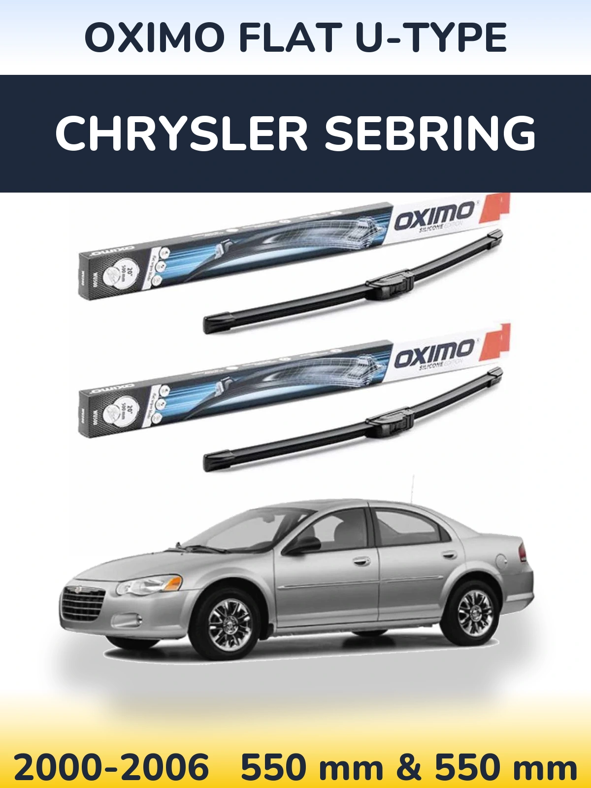 Komplet przednich wycieraczek Oximo Flat U-type 550 & 550 mm do Chrysler Sebring 2000-2006