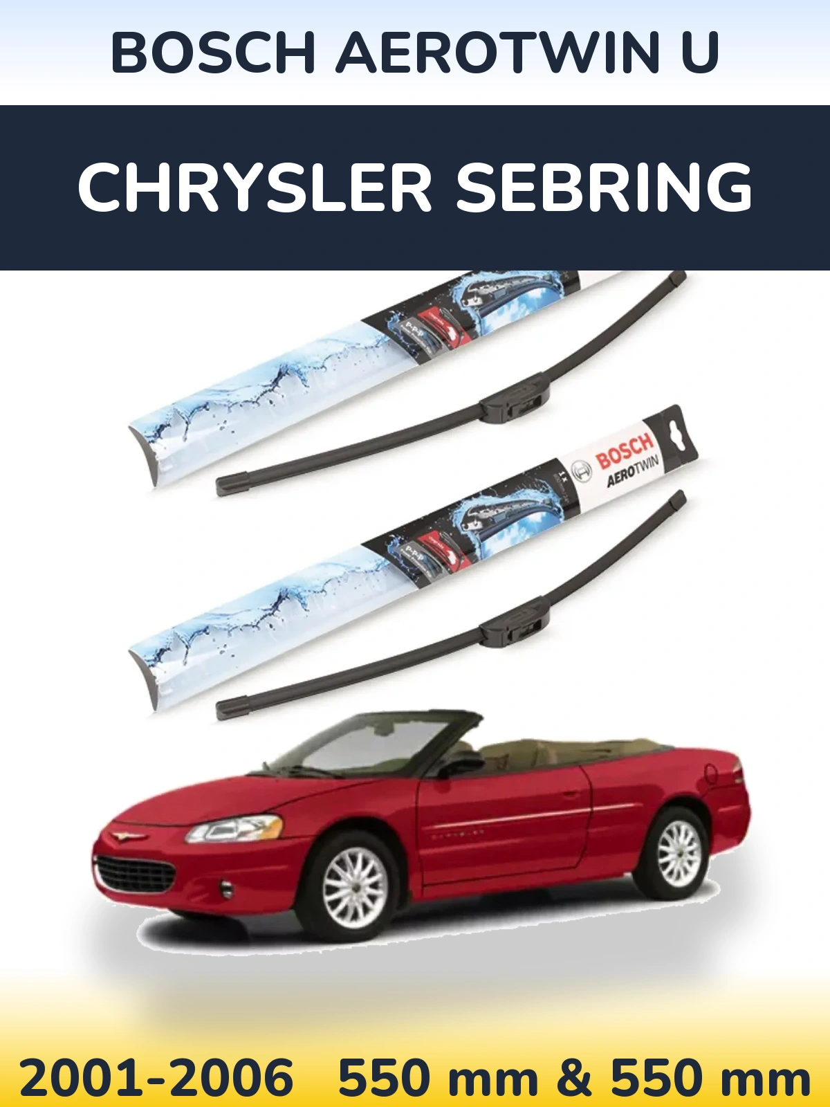 Komplet przednich wycieraczek BOSCH AeroTwin U 550 & 550 mm do Chrysler Sebring 2001-2006