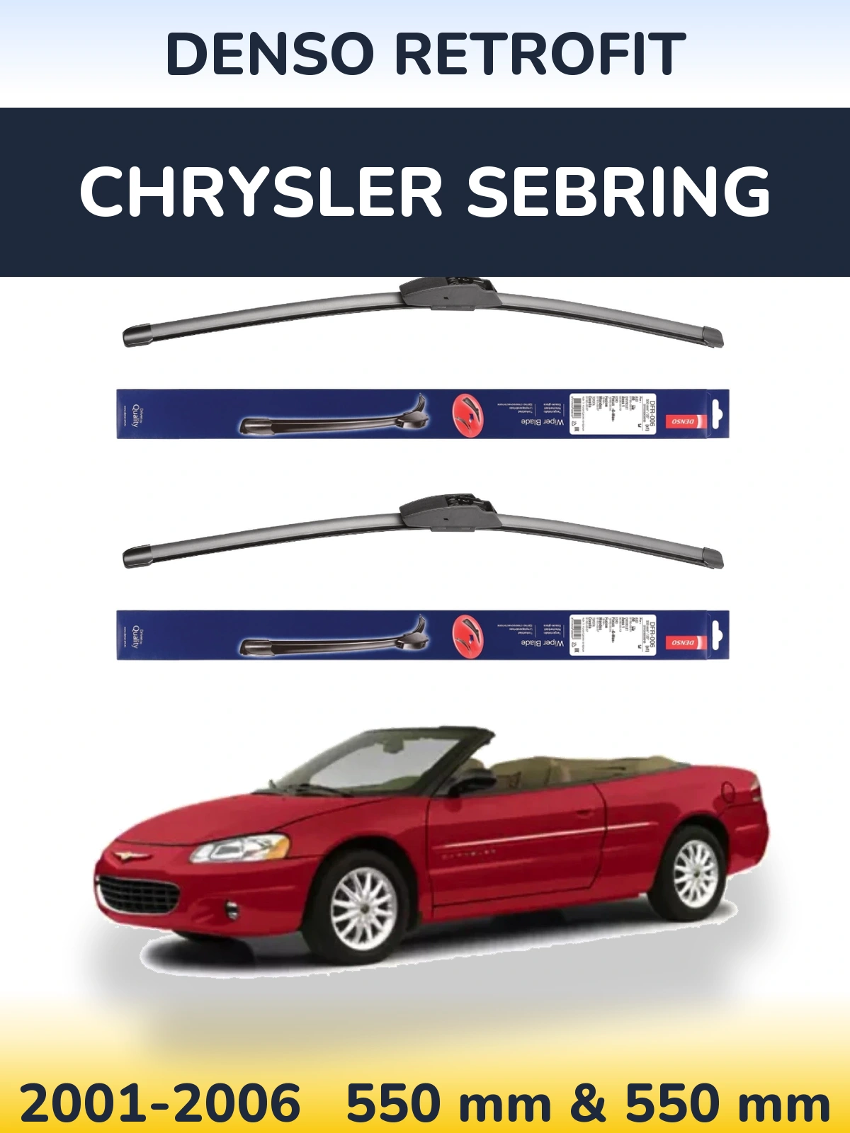 Komplet przednich wycieraczek Denso Retrofit 550 & 550 mm do Chrysler Sebring 2001-2006