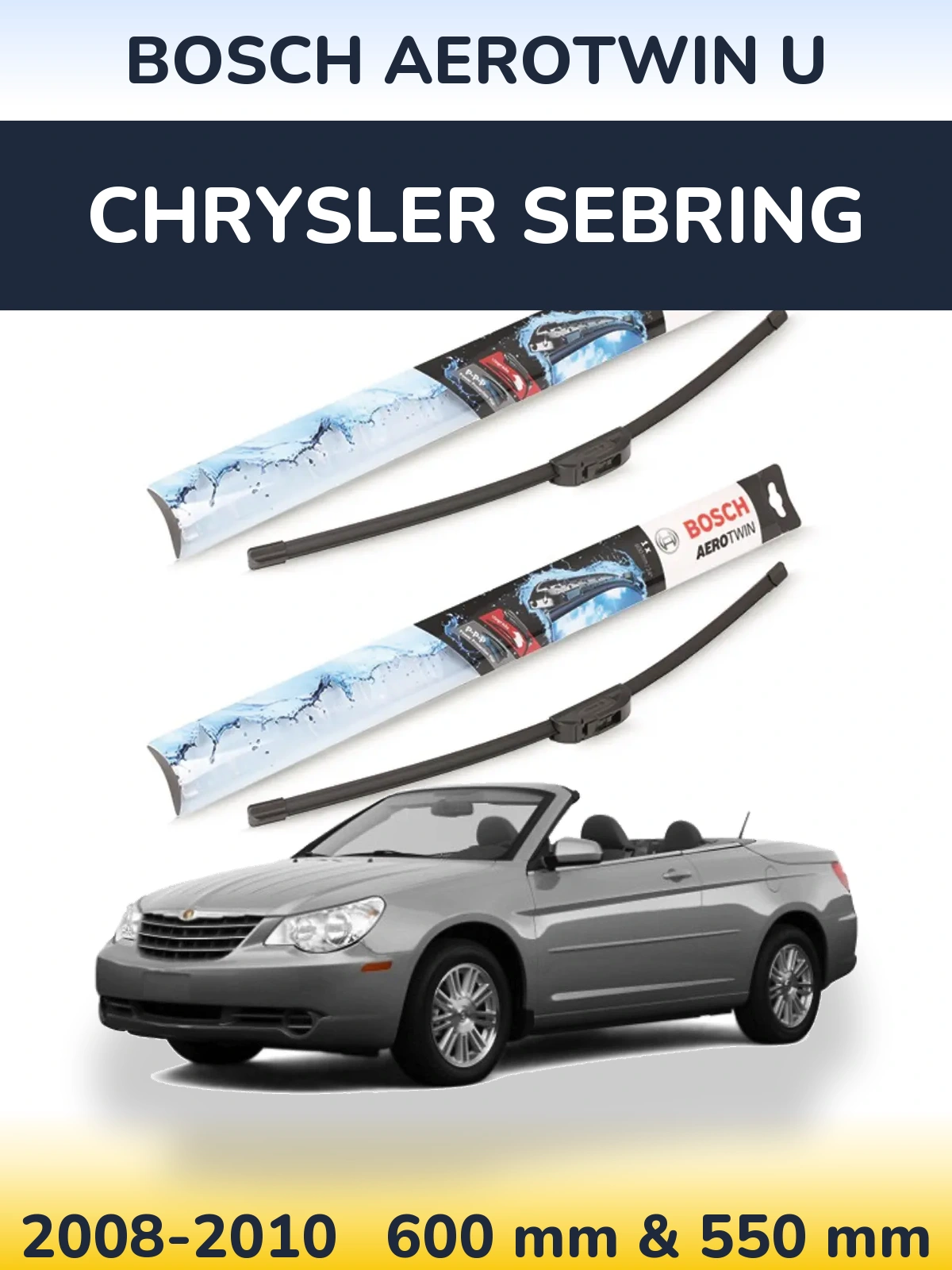 Комплект передних дворников BOSCH AeroTwin U 600 & 550 мм для Chrysler Sebring 2008-2010