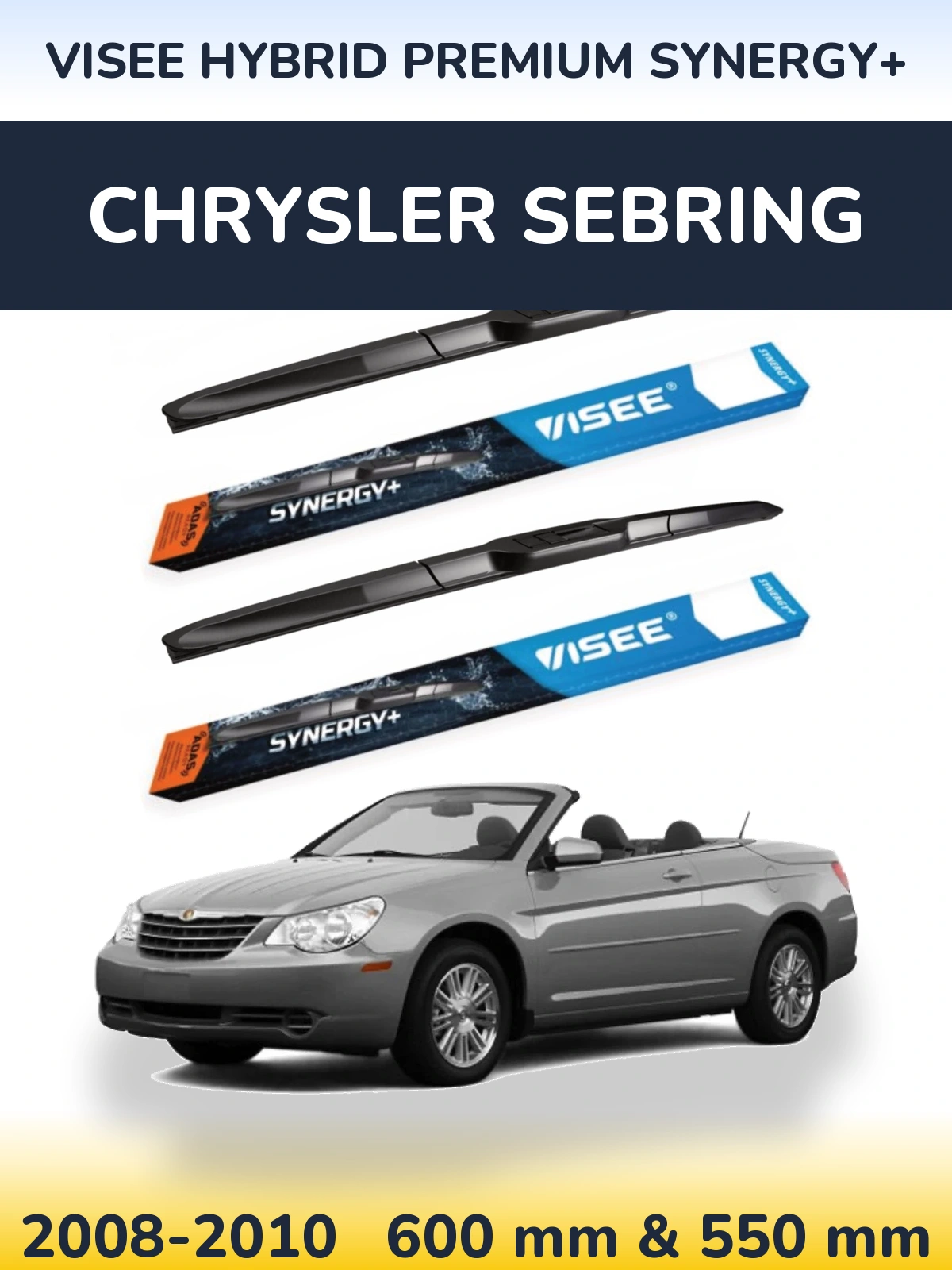 Комплект передних дворников VISEE HYBRID PREMIUM SYNERGY+ 600 & 550 мм для Chrysler Sebring 2008-2010