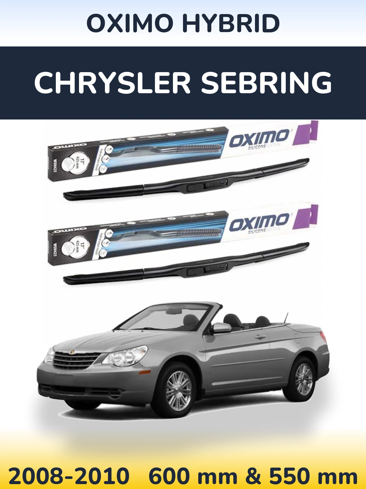 Комплект передних дворников Oximo Hybrid 600 & 550 мм для Chrysler Sebring 2008-2010
