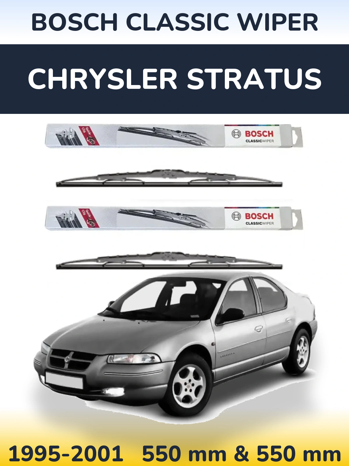 Komplet przednich wycieraczek BOSCH Classic Wiper 550 & 550 mm do Chrysler Stratus 1995-2001