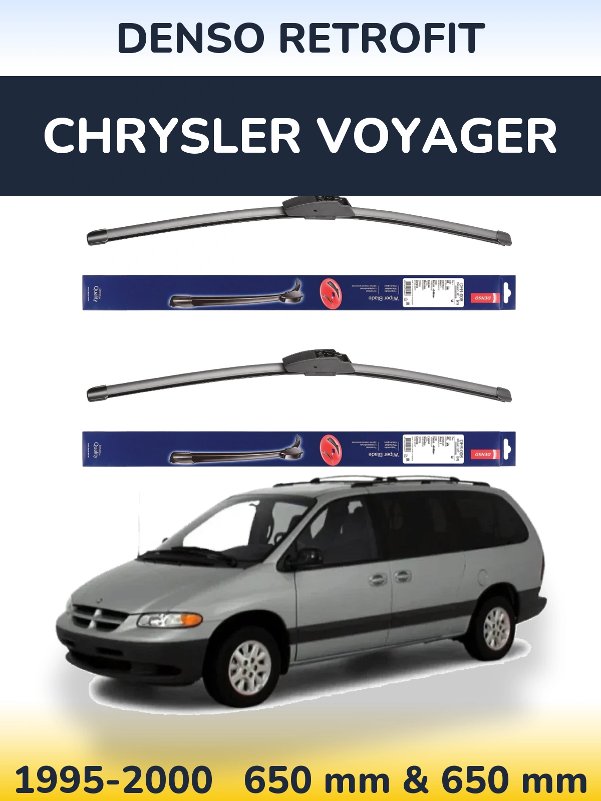 Komplet przednich wycieraczek Denso Retrofit 650 & 650 mm do Chrysler Voyager 1995-2000