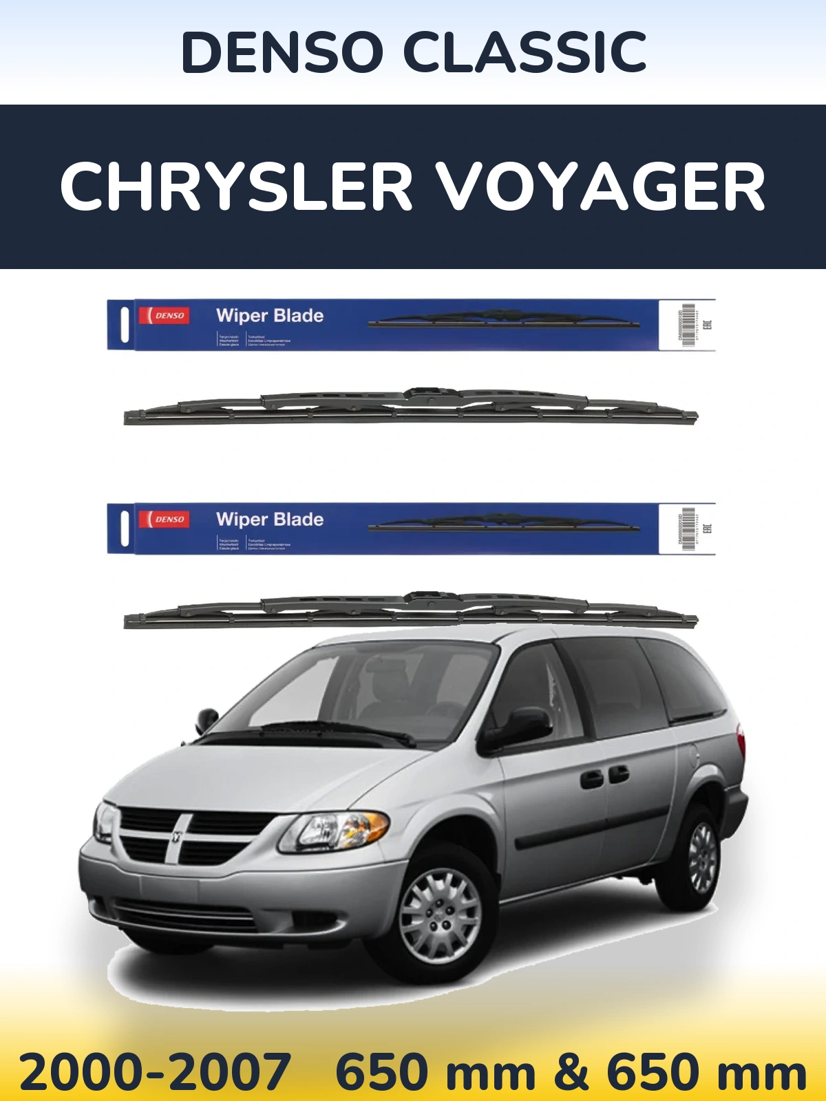 Komplet przednich wycieraczek Denso Classic 650 & 650 mm do Chrysler Voyager 2000-2007