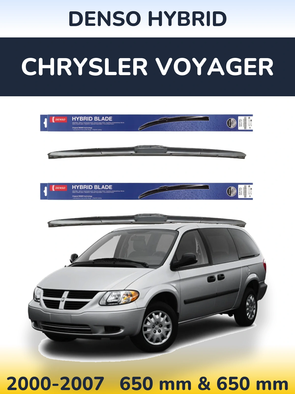 Komplet przednich wycieraczek Denso Hybrid 650 & 650 mm do Chrysler Voyager 2000-2007